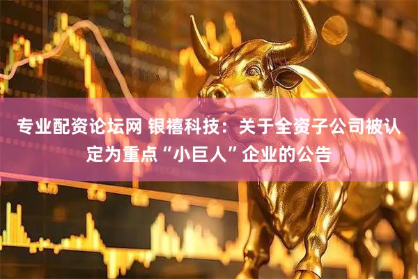 专业配资论坛网 银禧科技：关于全资子公司被认定为重点“小巨人”企业的公告